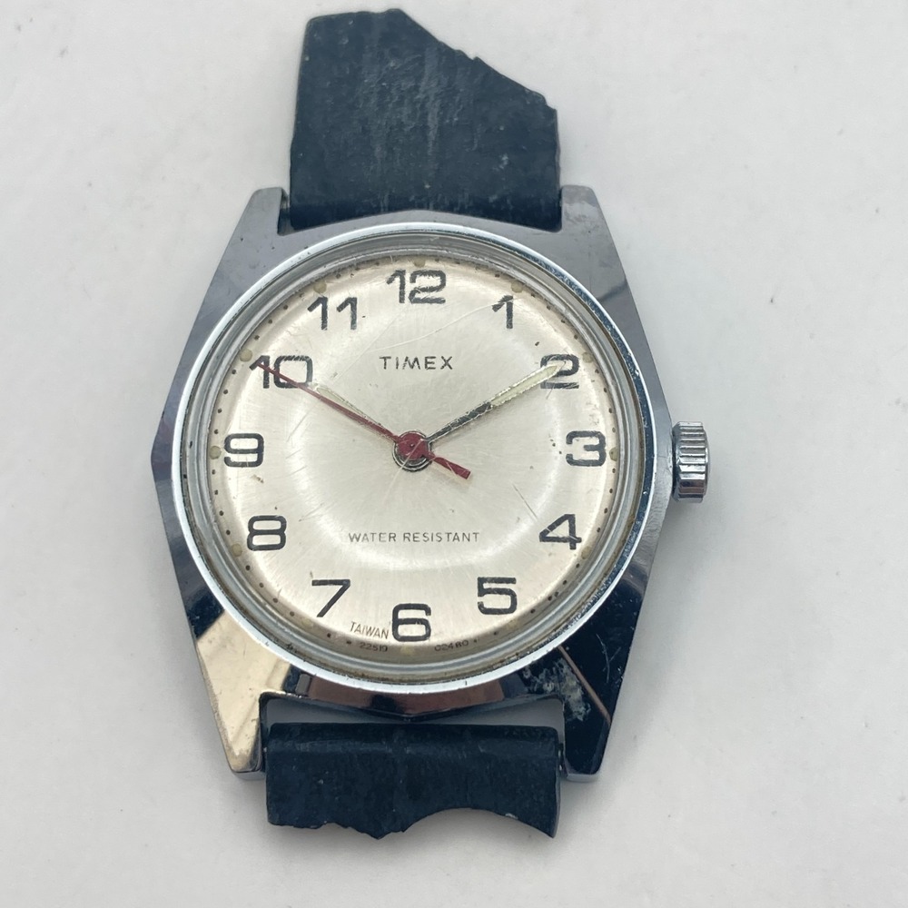 Vintage Timex Sprite Men's Watch 31mm 22519 02480 Silver Tone 1980 Manual Wind